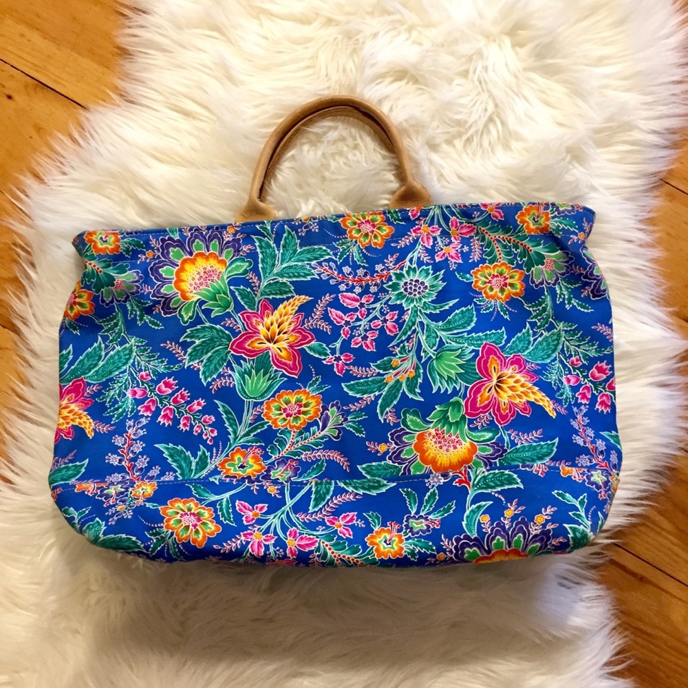 Tropical Weekender Bag w/ Real Leather Handles